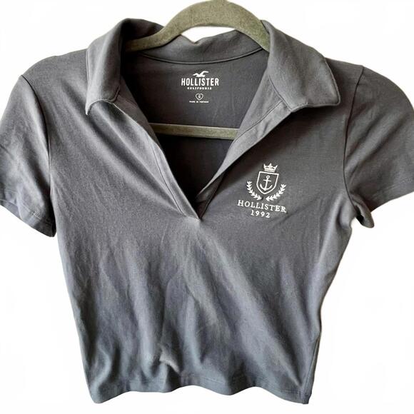 Hollister Tops - Grey Hollister Polo Shirt With Hollister Logo. Size Small